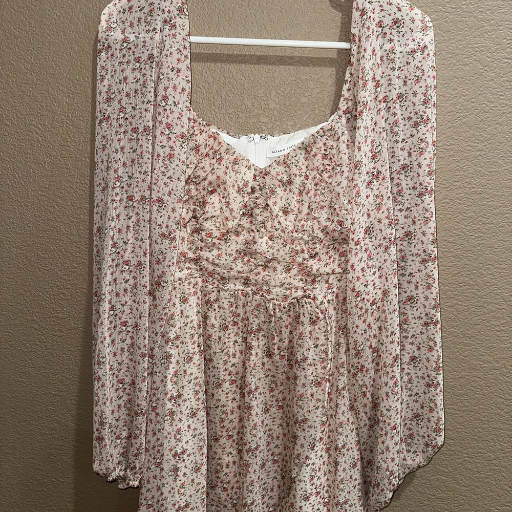 Altar'd State Floral Blouse in Cream and Pink